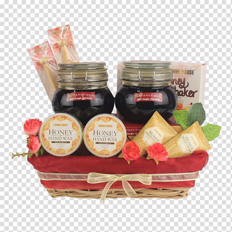 Food Gift Baskets Hamper Flavor Food preservation, Bees Gather Honey transparent background PNG clipart