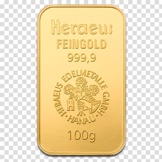 Gold bar Heraeus Ingot Bullion, Gold BARS transparent background PNG clipart