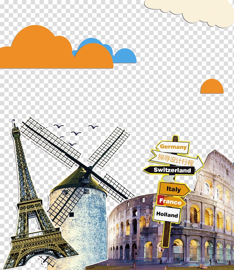 Eiffel Tower Tourism Travel, Tourist travel poster elements transparent background PNG clipart