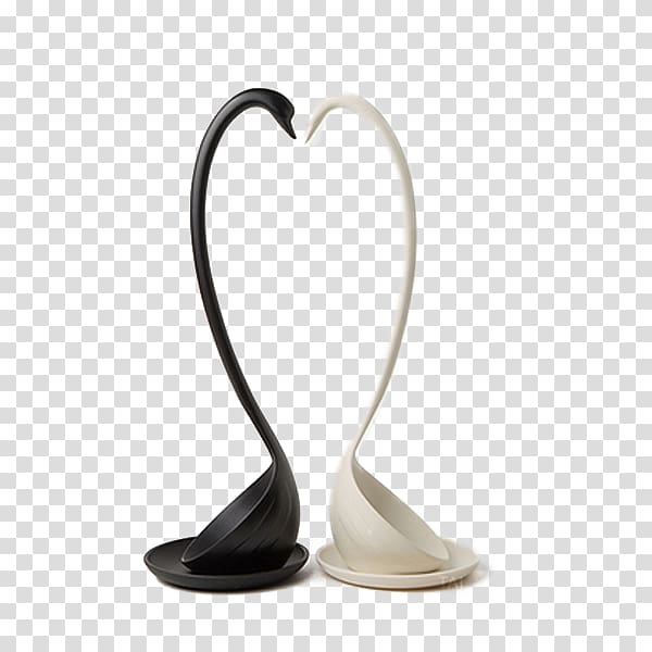 Ladle Tableware Taobao Soup spoon Goods, Swan tablespoon black and white swans can be vertical spoon transparent background PNG clipart