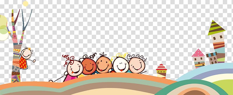 group of children drawing, Child Cartoon Template Kindergarten, Playful city transparent background PNG clipart