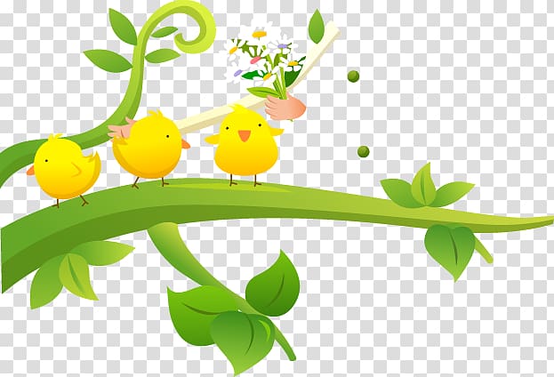 Paper Painting Nonwoven fabric, Fresh bird branch cartoon transparent background PNG clipart