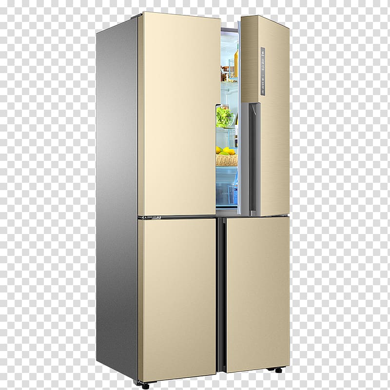 Refrigerator Home appliance Haier Washing machine Beko, Half open the door to the refrigerator transparent background PNG clipart