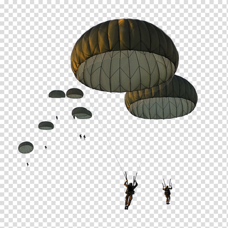 group of people parachuting down together illustration, Parachute Paratrooper United States Army Airborne School Military Parachuting, parachute transparent background PNG clipart