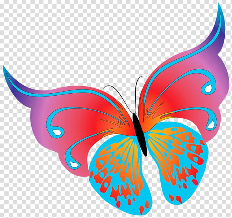Butterfly , Painted Butterfly , pink and blue butterfly illustration transparent background PNG clipart