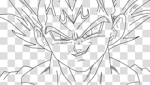 Line art Vegeta Majin Buu Drawing, red orb cancer virus cell, angle, white  png