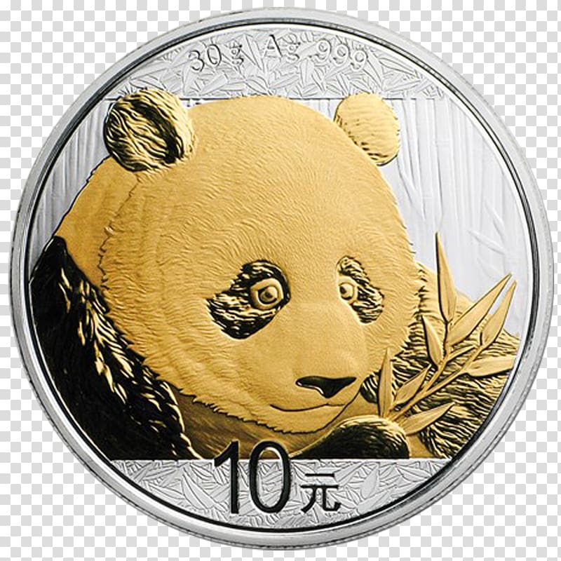 Giant panda Chinese Gold Panda Coin Chinese Silver Panda, Coin transparent background PNG clipart