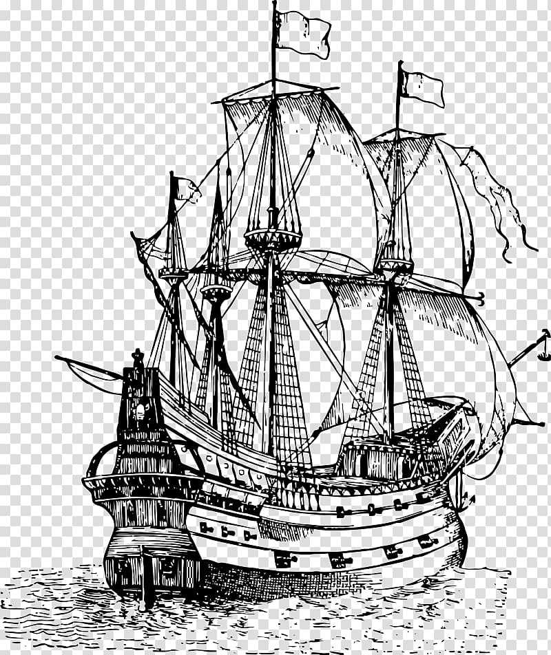 Galleon Drawing Sailing ship, smoke ring transparent background PNG clipart