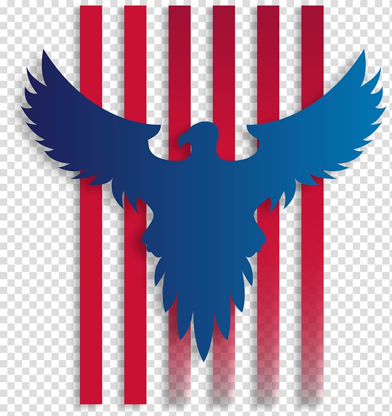 blue eagle with red stripes background art, United States Logo Banner, American eagle logo transparent background PNG clipart