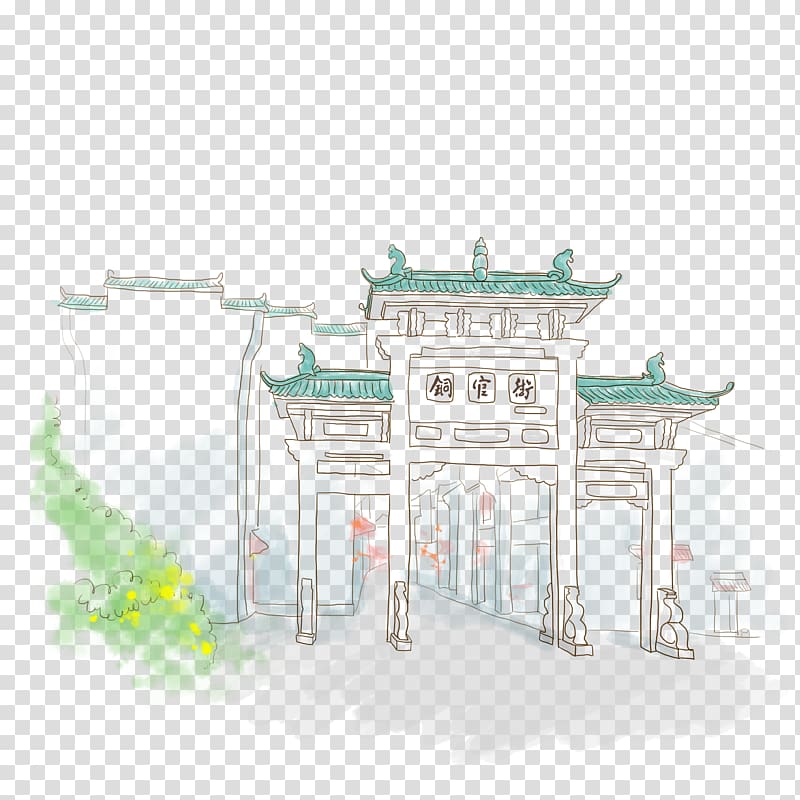 Jiangnan, Anhua Wuzhen, Jiangnan town hand drawing transparent background PNG clipart