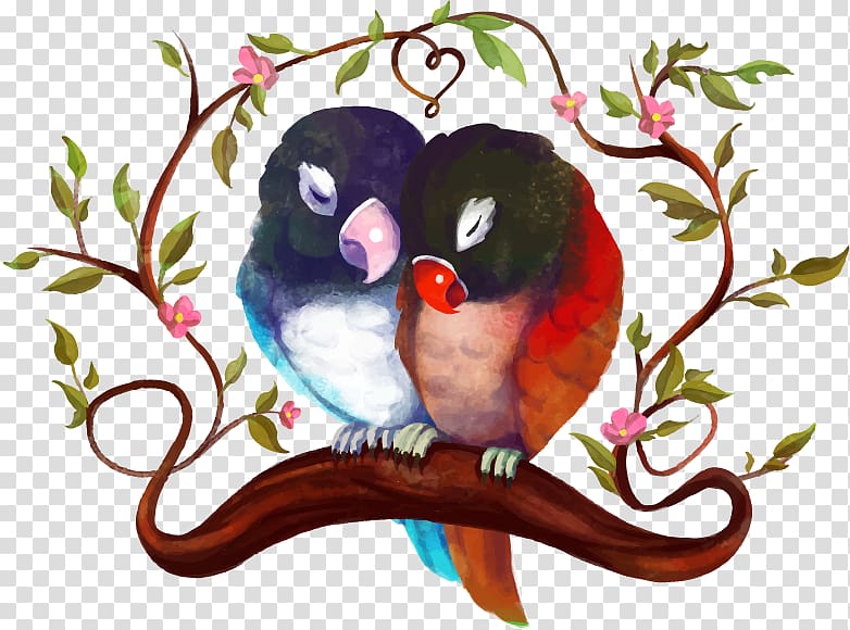 Lovebird Parrot, painted peony parrot nestled transparent background PNG clipart