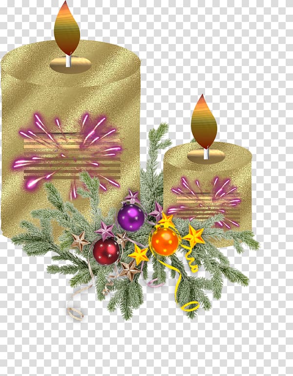 Christmas ornament Candle Cut flowers, new year element transparent background PNG clipart