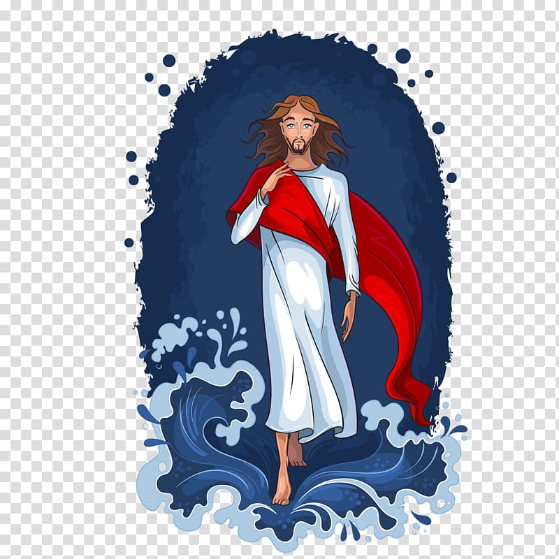 Jesus Christ illustration, Illustration, Jesus resurrection waves come back transparent background PNG clipart