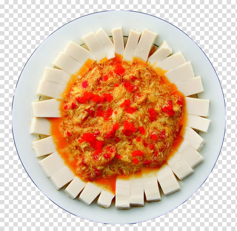 Vegetarian cuisine Teppanyaki Tofu Cooked rice, Crab tofu transparent background PNG clipart