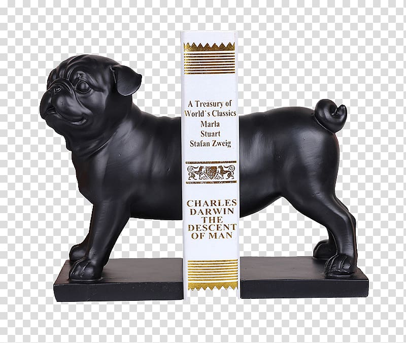 Pug Bookend Study Room, Antique creative Bookends transparent background PNG clipart