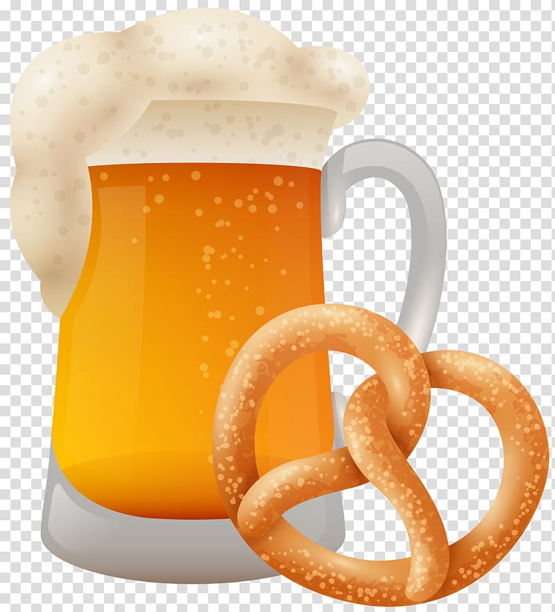 beer and knot chip , Oktoberfest Beer , Bretzel with Beer Mug transparent background PNG clipart
