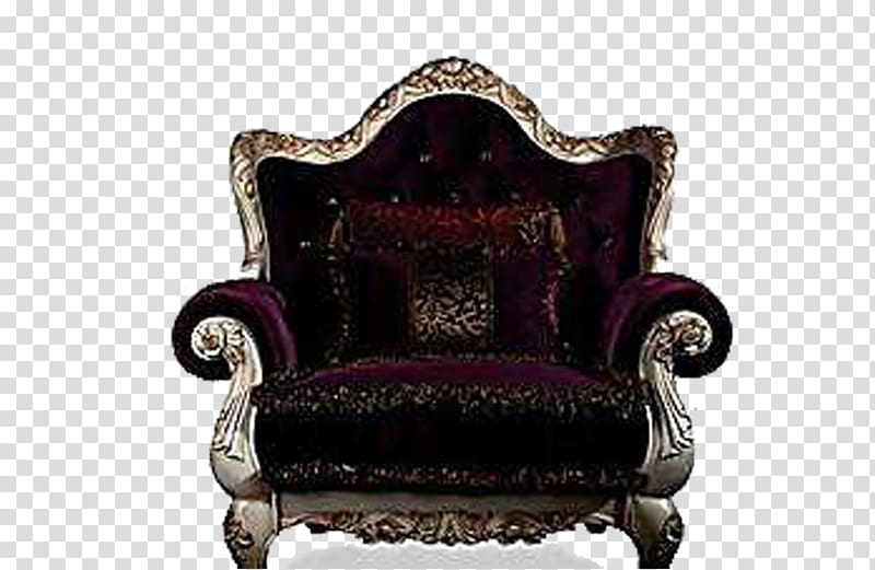 Chair Throne Couch, Dark black carved throne transparent background PNG clipart