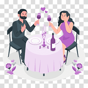 illustration, Valentine's Day dinner, couple, love, celebration, drink, restaurant, event transparent background PNG clipart thumbnail