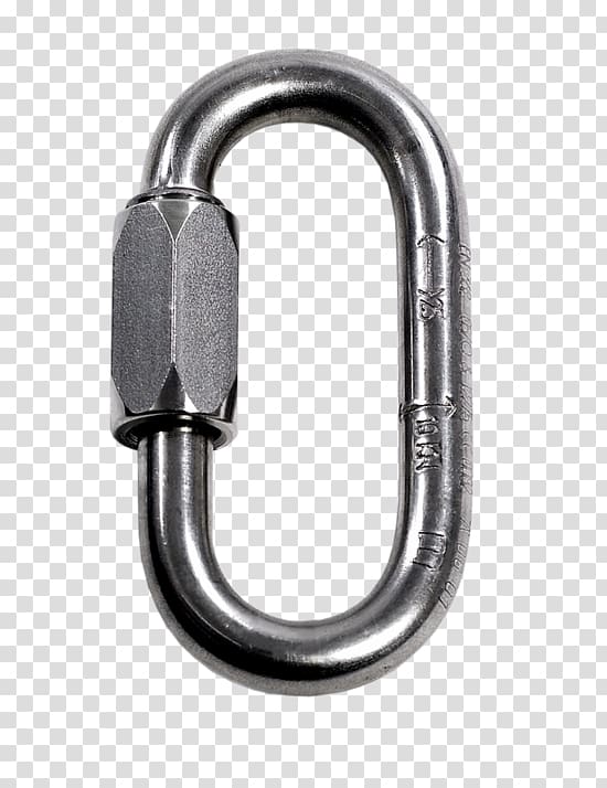 Carabiner Metal Product design Builders hardware, screw lock transparent background PNG clipart