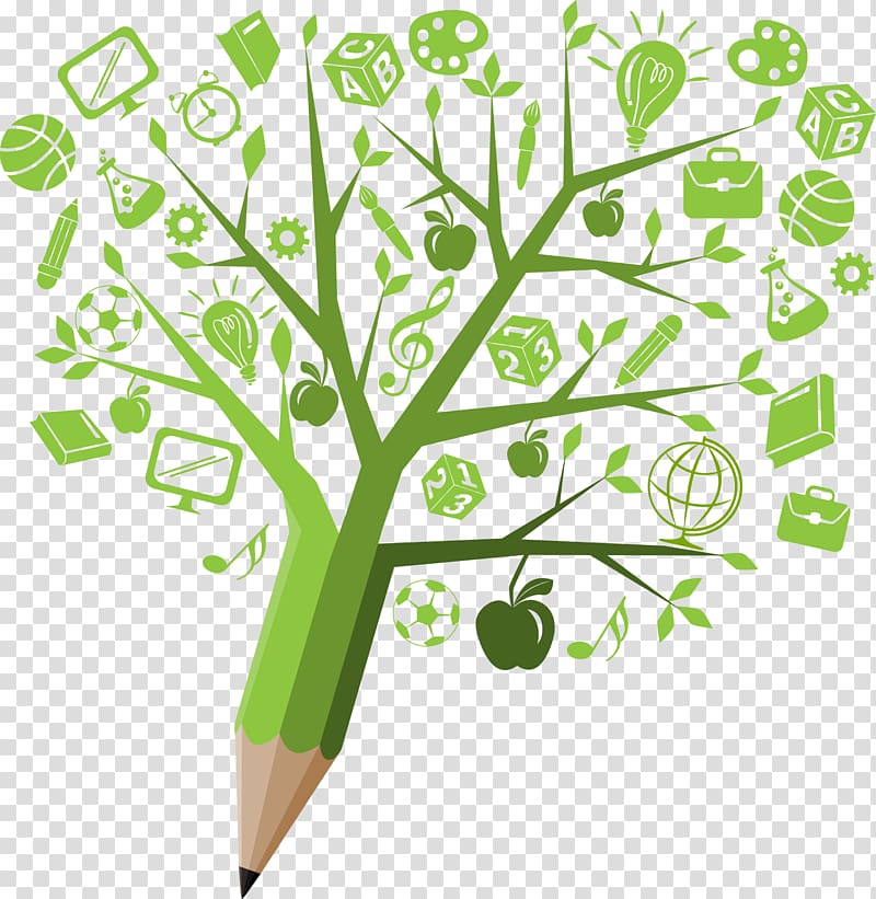 Student Education Learning Folk high school Sustainability, Creative pencil tree of knowledge of Science and Technology, green pencil artwork transparent background PNG clipart