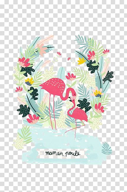 two flamingos illustration, Poster Paper Illustration, Flamingos transparent background PNG clipart