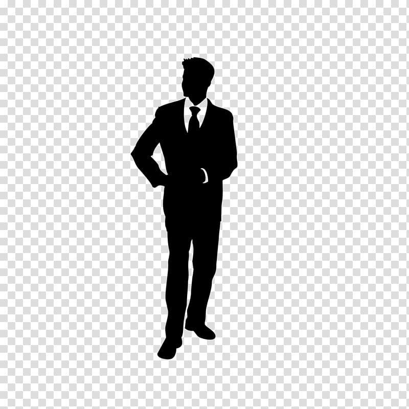 Business people silhouette in black and white transparent background PNG clipart
