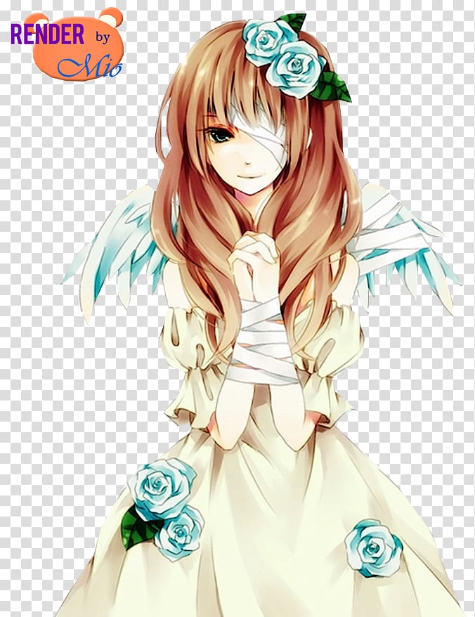 Anime Brown hair Female Manga, anime girl angel transparent background PNG clipart