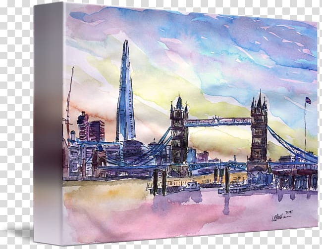 The Shard Tower Bridge Watercolor painting Art, london tower bridge transparent background PNG clipart