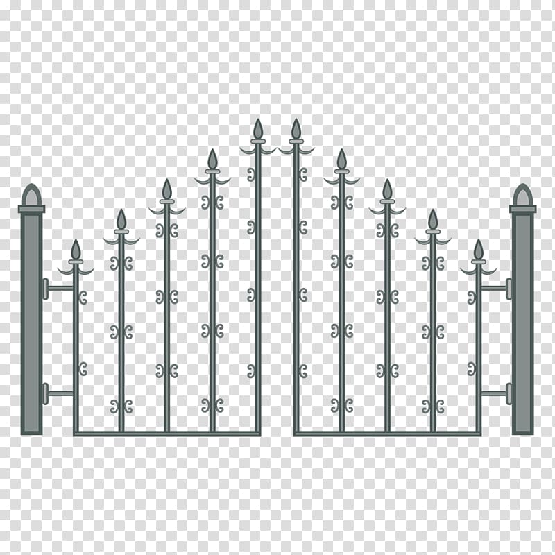 Fence Gate Door, Ancient spear metal fence door transparent background PNG clipart