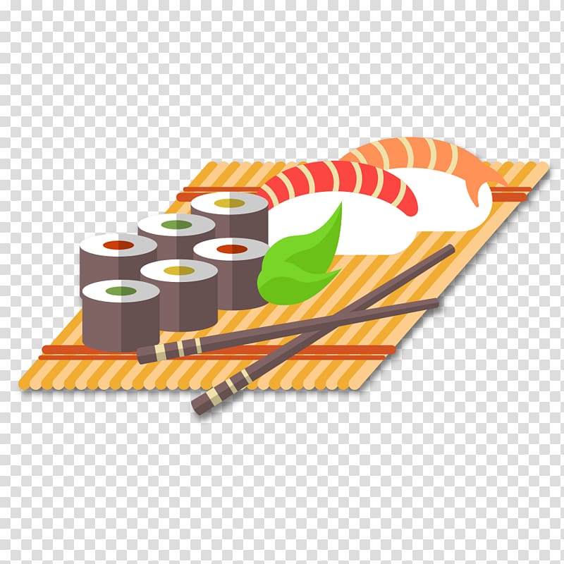 Japanese Cuisine Sushi Fried fish Sashimi Tempura, Cartoon realistic ...