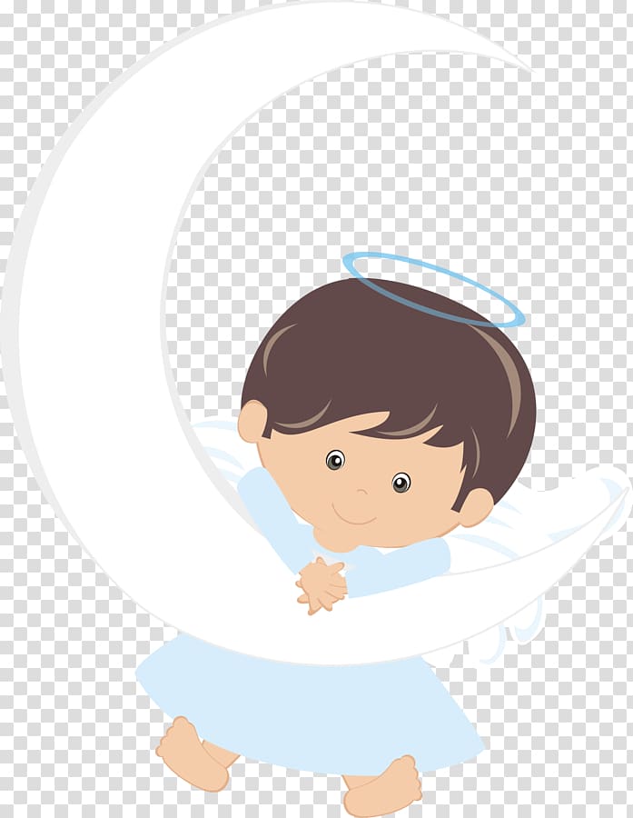 angel leaning on moon , Baptism First Communion , Batizado transparent background PNG clipart
