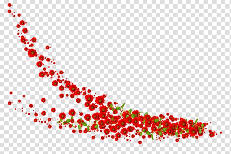 red and green flowers , Flying flying flowers transparent background PNG clipart