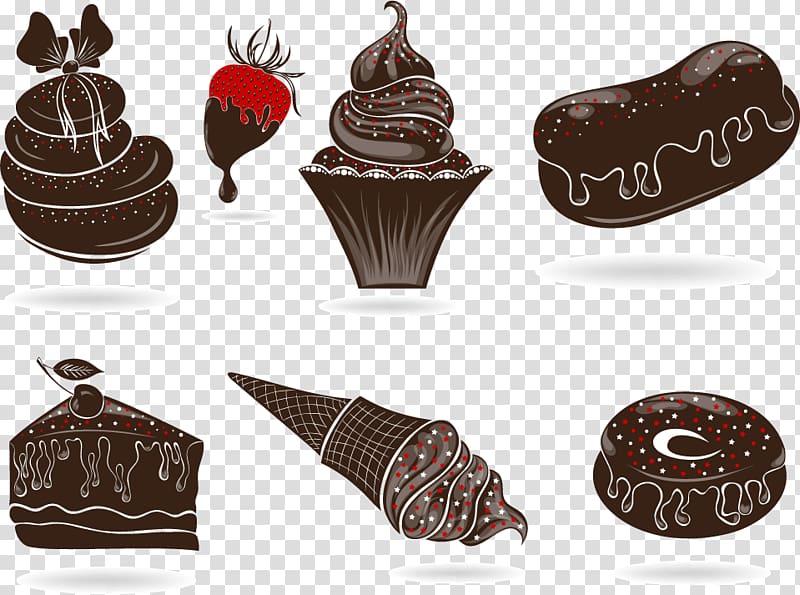 Ice cream Chocolate cake Cupcake Chocolate chip cookie, Painted black chocolate cake transparent background PNG clipart