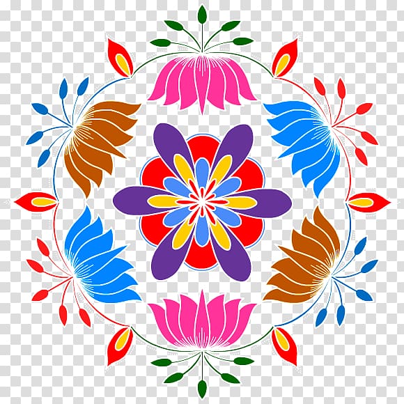 multicolored floral illustration, Rangoli Kolam Dots Thai Pongal, Diwali transparent background PNG clipart