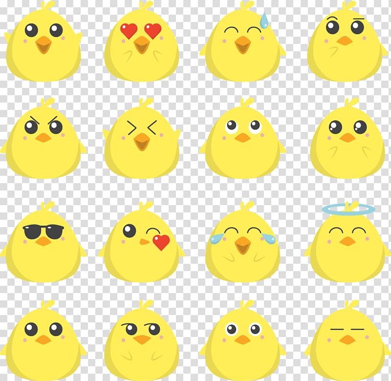 Chicken Drawing Emoji, Rooster essential cute little yellow chicken transparent background PNG clipart