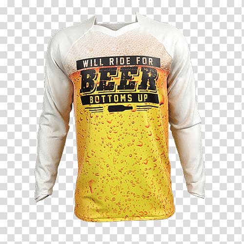 T-shirt Beer Sleeve Motocross Cycling jersey, Riding motorbike transparent background PNG clipart