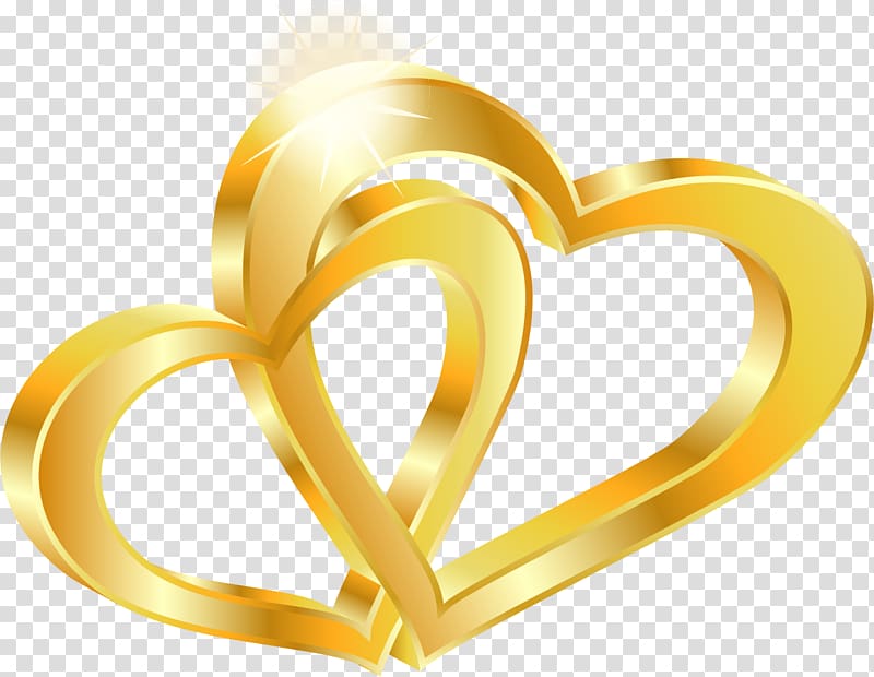 Wedding invitation Wedding anniversary Gold, gold double heart, two gold heart illustration transparent background PNG clipart