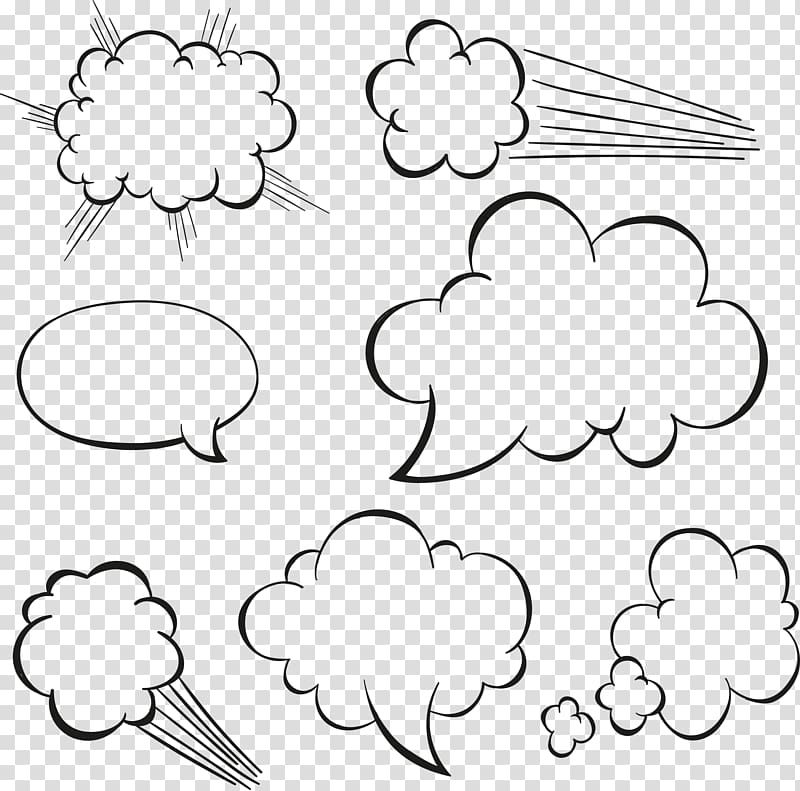 black cloud text , Cloud Drawing Speech balloon, white explosion effect transparent background PNG clipart
