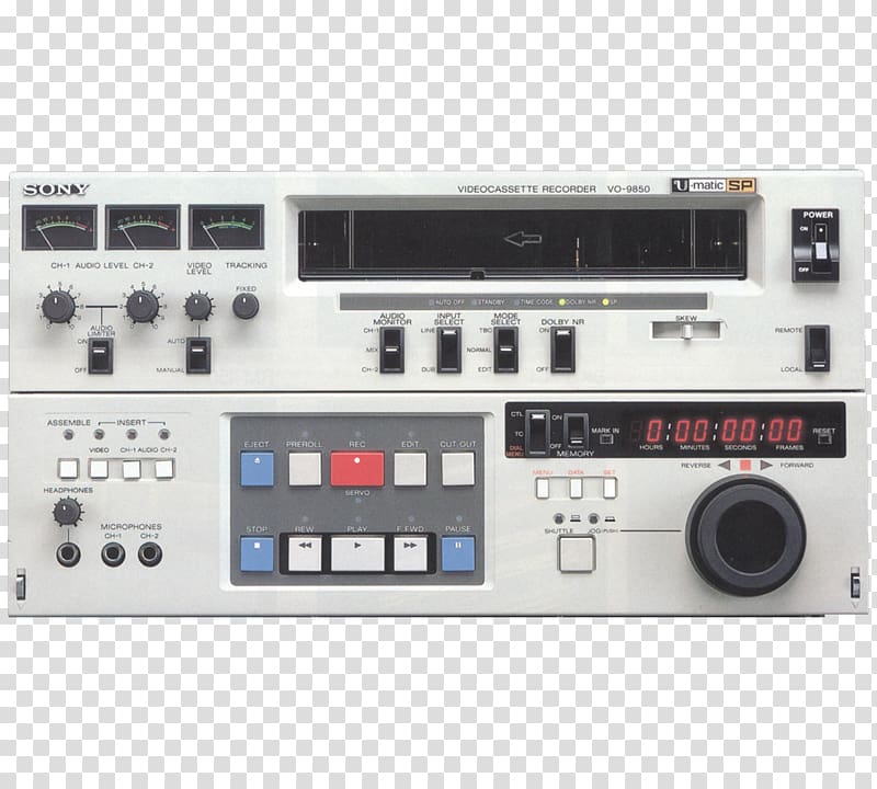 VHS U-matic VCRs Video tape recorder Compact Cassette, sony transparent background PNG clipart