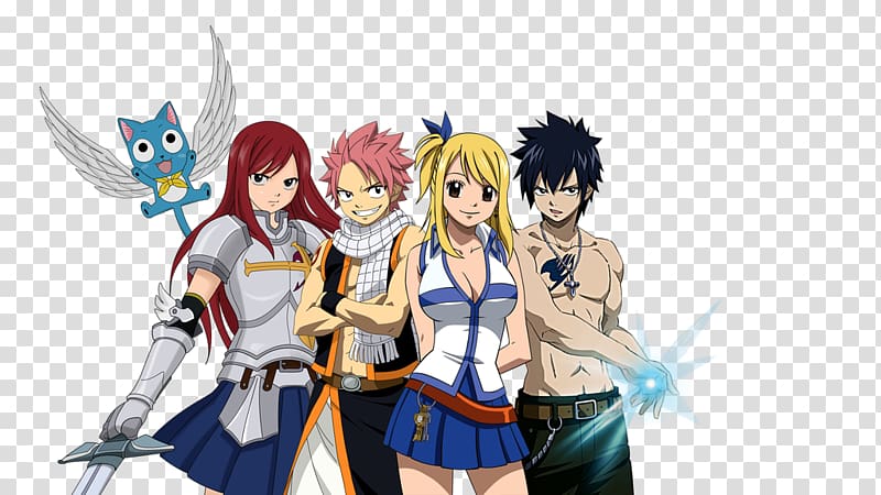 Erza Scarlet Natsu Dragneel Gray Fullbuster Wendy Marvell Fairy Tail, fairy tail transparent background PNG clipart