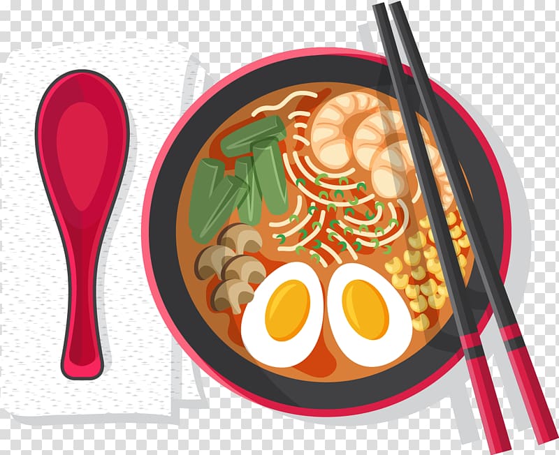 Asian cuisine Japanese Cuisine Sushi Thai cuisine Ramen, Shrimp egg noodles transparent background PNG clipart