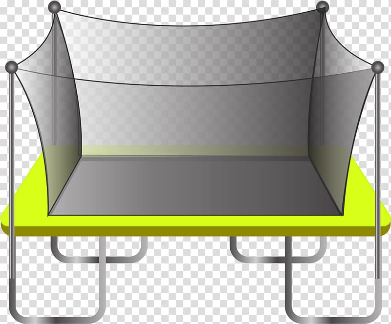 Table Chair Yellow, Trampoline with protective net transparent background PNG clipart