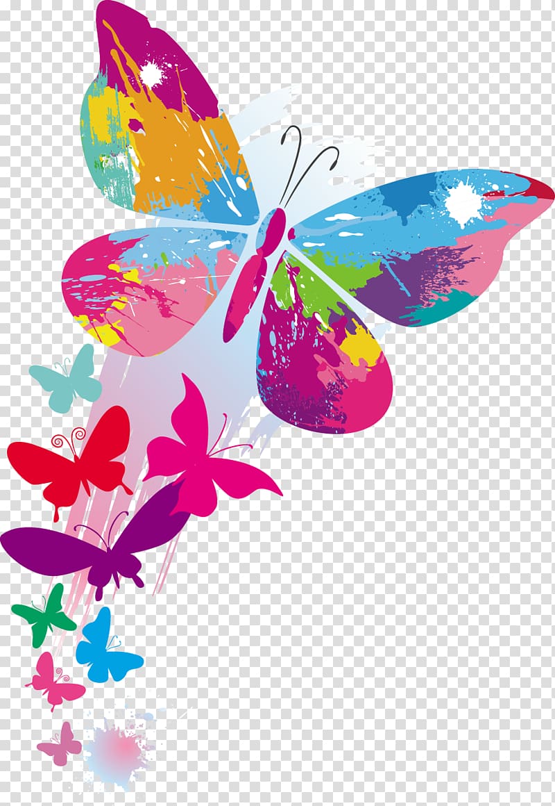 blue, green and purple butterfly graphics art, Butterfly illustration Color , Colorful butterfly patterns transparent background PNG clipart