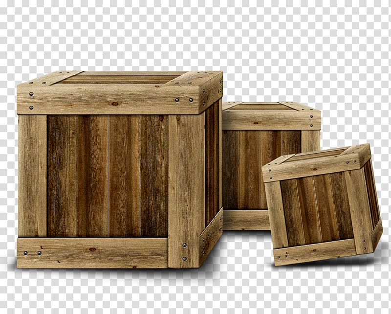 three brown wooden boxes, Wooden box, Wooden box combination transparent background PNG clipart