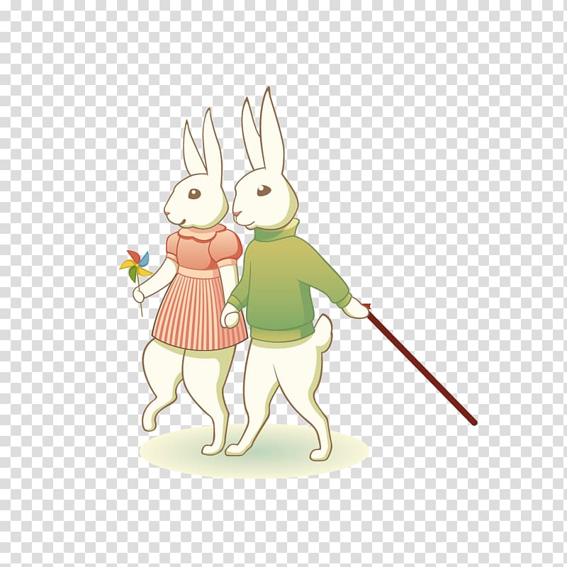 Easter Bunny European rabbit Hare Illustration, Bunny Couple transparent background PNG clipart