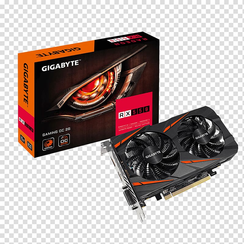 Graphics Cards & Video Adapters AMD Radeon RX 550 GDDR5 SDRAM Gigabyte Technology AMD Radeon 500 series, others transparent background PNG clipart