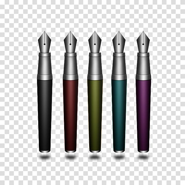Gel pen Paper Ballpoint pen uni-ball, Five different color pens transparent background PNG clipart