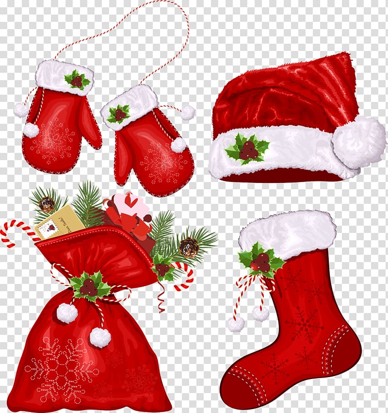 red Christmas hat illustration, Santa Claus Christmas Symbol , Creative Christmas transparent background PNG clipart