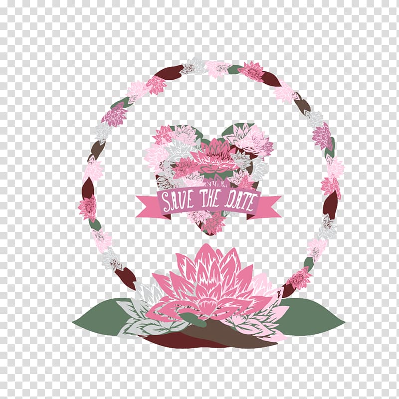 Wedding invitation Heart Love, Hand-painted lotus transparent background PNG clipart