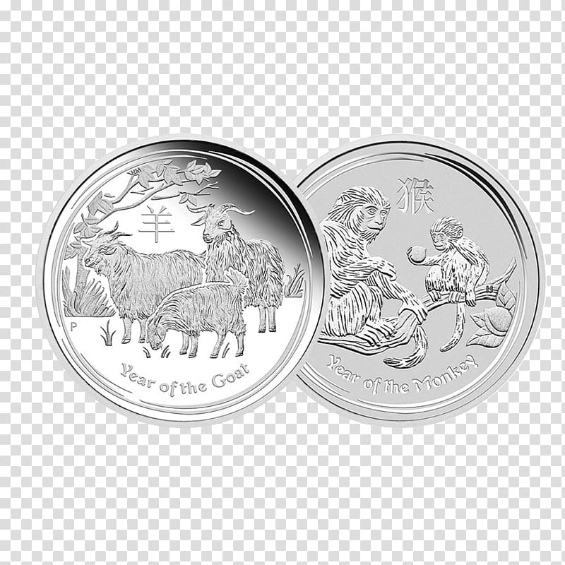 Silver coin Perth Mint Silver coin Lunar Series, Coin transparent background PNG clipart